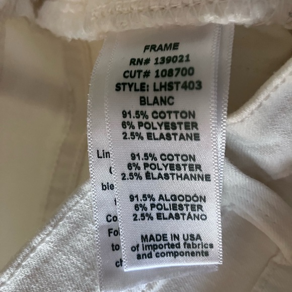 FRAME The Le High Straight White Classic Curve Enhancing Jeans Size 25 - Picture 15 of 16